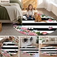 thumbnail image 5 of Pink Flowers Round Area Rug 8Ft Large Circle Rugs for Living Room Dorm, Spring Floral Butterflies Black White Striped Farmhouse Non-Slip Carpet Floor Mats Indoor Outdoor Carpet Runner Home Decor, 5 of 8