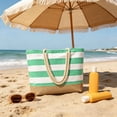 thumbnail image 5 of LEFXSMR Beach Bags for Women, Beach Bags Waterproof Sandproof with Striped Design, Portable Washable Tote Bag for Swim Pool & Outdoor Use, Green, 5 of 6