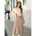 thumbnail image 2 of DARING DIVA Women's A-Line Skirts Stretchy Sweater Midi Skirt S Brown, 2 of 8