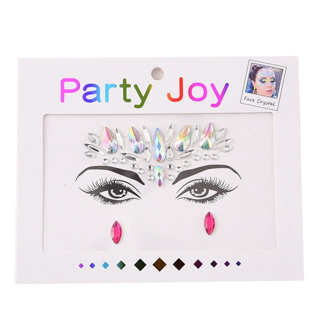 Soidarity Joyas para la frente de ojos, pegatinas autoadhesivas de diamantes de imitación, maquillaje facial ostentoso, decoraciones DIY para mujeres, Tratamientos faciales tipo 8 Soidarity CE013627-08B