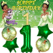 Tiana 1st Party Supplies | Princess and The Frog | First | One | Decorations | Birthday | Banner | Balloons | For Girl | Backdrop | Decor