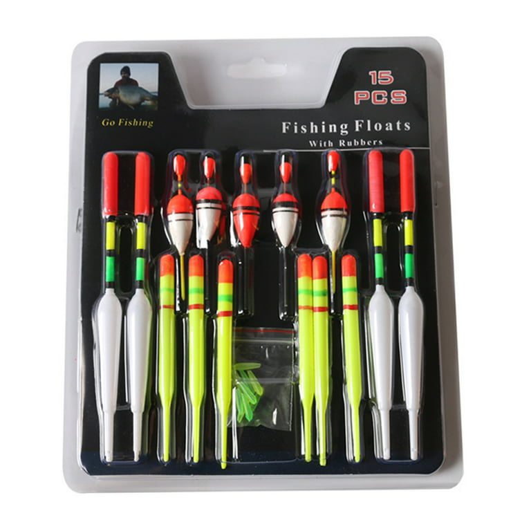 Cheers.US 15 Pcs Plastic Fishing Floats Night Lighted Fishing Bobbers Slip  Floats with Glowing Stick Tubes for Fishing