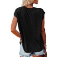 thumbnail image 2 of Fashnice T-Shirts d'Été pour Femmes à Manches Courtes Col Ras du Cou T-shirt Ample Chandail Quotidien Noir G, 2 of 3