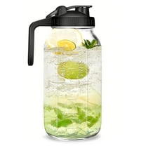 JUNLIN Glass Pitcher,Glass Mason Jar Pitcher with Lid & Spout, 64 oz (2 Quart) Leak-proof Wide Mouth Jug for Cold Brew Coffee, Iced Beverage, Sun Tea, Juice.