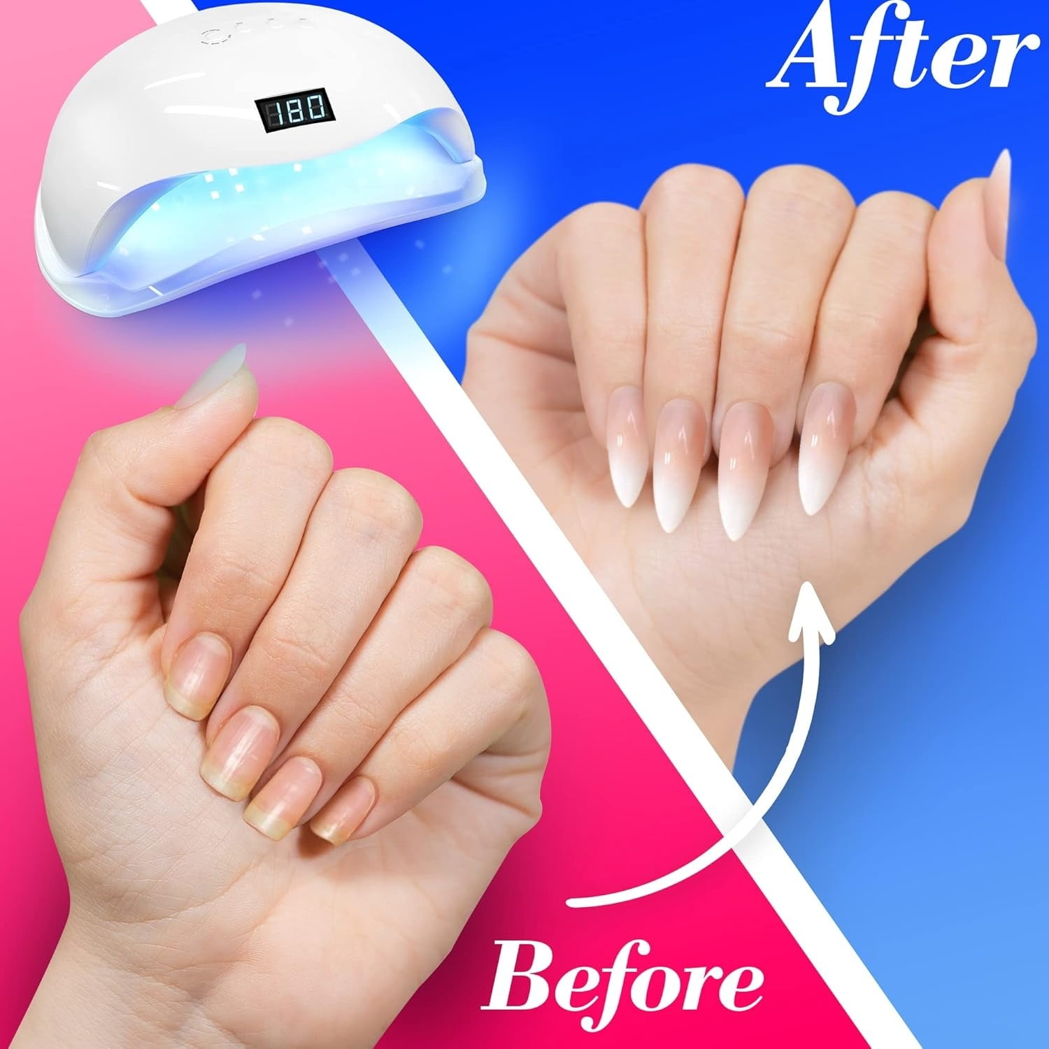 180W UV LED Nail Lamp – Professional Fast Nail Dryer for Gel Polish with 57 LEDs, Auto Sensor, LCD Display, 4 Timer Settings, Cures Fingernails & Toenails, Salon Quality for All Gel Types