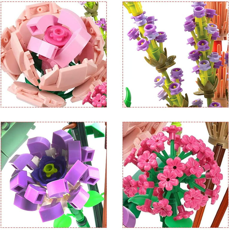 Bouquet Building Kits, Flower Blocks, Artificial Flower Building Toys, Creative Projects for Adults, Plants Collection Compatible Lego 547 Pieces (