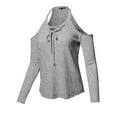 thumbnail image 3 of FashionOutfit Women's Sexy V-Neck Cold Shoulder Lace-Up Long Sleeve Sweater, 3 of 4
