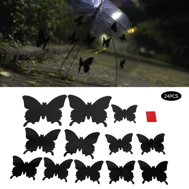 Decoración del hogar, 24 unids/set estereoscópicas mariposas negras estereoscópicas, pegatinas de pared, mariposas, calcomanías de pared, construcción robusta