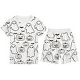 thumbnail image 1 of TBWNWG Ensembles et Ensembles pour Garçons Confortable Col Rond Manches Courtes Short Ensemble de Pyjama pour l'Halloween Noir Blanc Ligne Bricolage Décontracté Tenue de Détente pour Enfants 2-12 Ans, Tailles 4-5 Ans, 1 of 3