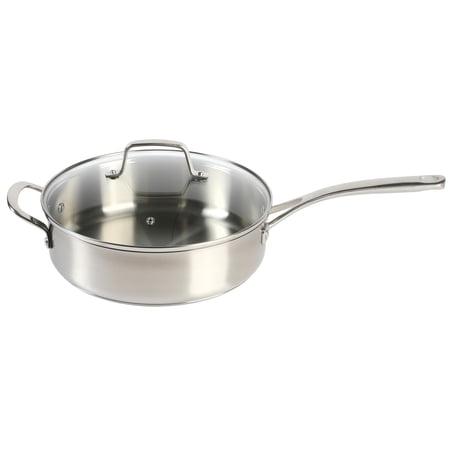 Martha Stewart Everyday Silverberry 4-Quart Matte Silver Stainless Steel Sauté Pan with Lid