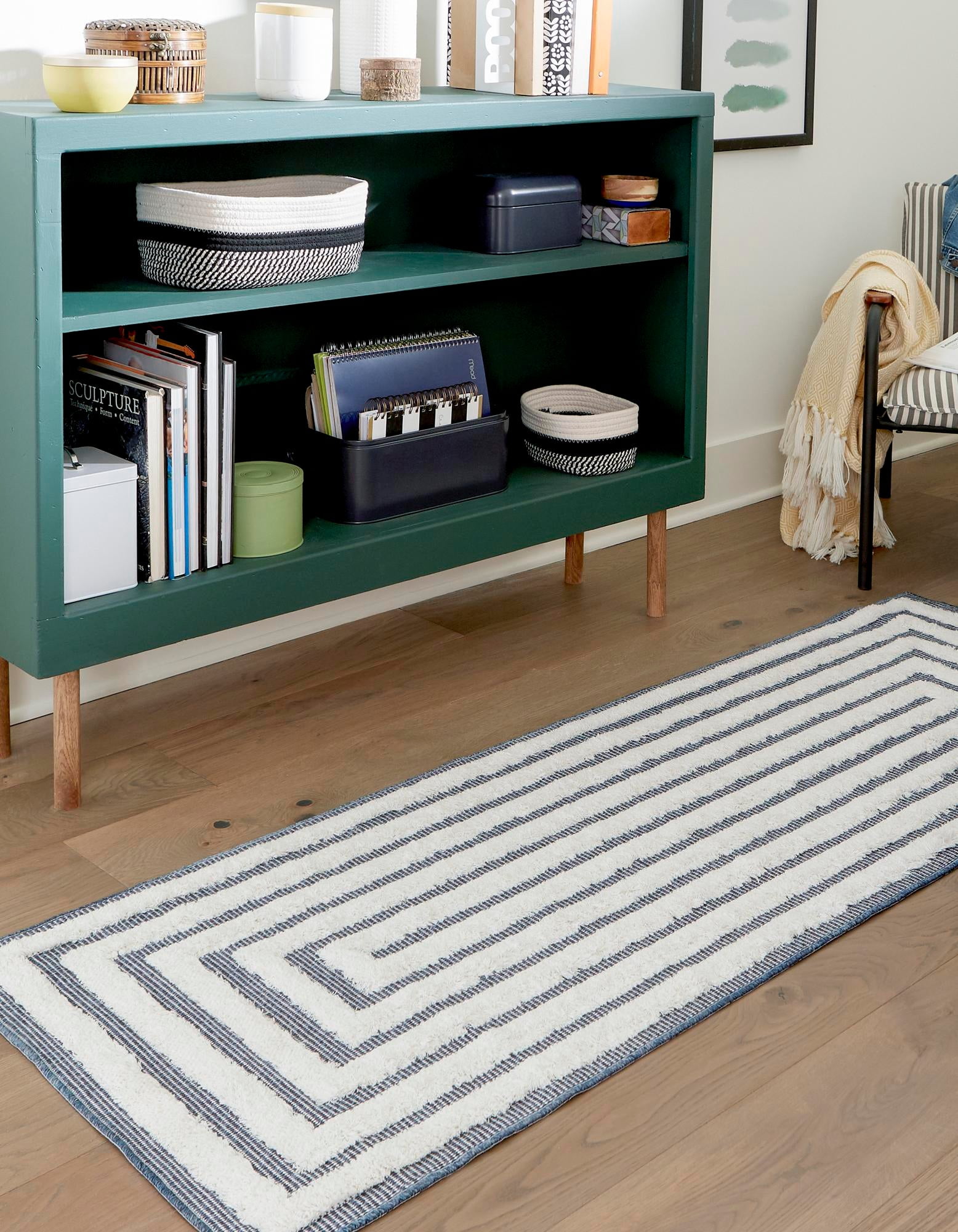 Sabrina Soto Casa Collection Area Rug - Toluca (2' 7" x 12' Runner Navy Blue/Ivory)
