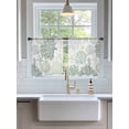 thumbnail image 3 of Sheer Curtains 54 Inch Length 2 Panels Set for Kitchen, Coastal Ocean Semi Sheer Curtains for Windows, Sage Green Grey Coral Starfish Shell Voile Window Treatments Rod Pocket Curtain, 3 of 7