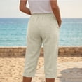thumbnail image 4 of Casual Pants for Women Women's Fashionable And Casual Summer Elastic High Waisted Solid Color Cotton And Linen Loose Trousers, 4 of 6