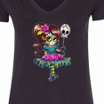 thumbnail image 4 of Inktastic DÃ­a De Los Muertos Girl with Skull Balloon Women's V-Neck T-Shirt, 4 of 5