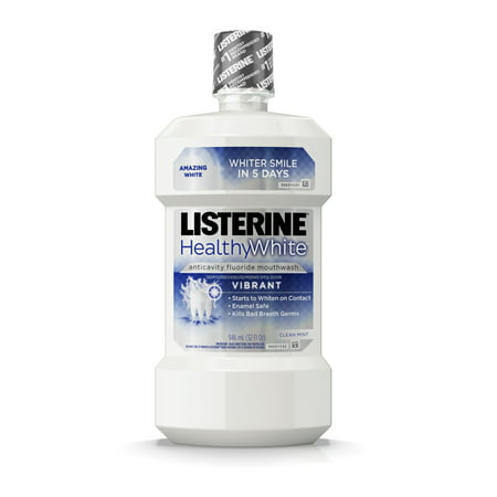 Listerine Healthy White Vibrant Multi-Action Fluoride Mouthwash For Whitening Teeth, 32 fl. (Best Mouthwash Without Fluoride)