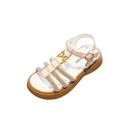 

Bellella Kids Dress Sandal Beach Flat Sandals Ankle Strap Princess Shoes Casual Party Wedding Beige About 21.7cm In 35 Yards