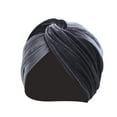 thumbnail image 2 of Baberdicy Velvet Turban Hat, Women's Autumn Winter Velvet Elastic Headband Cap, Cross Twisted Turban Style Beanie, Stretchy Warm Headwear for Cold Weather Dark Gray, 2 of 2