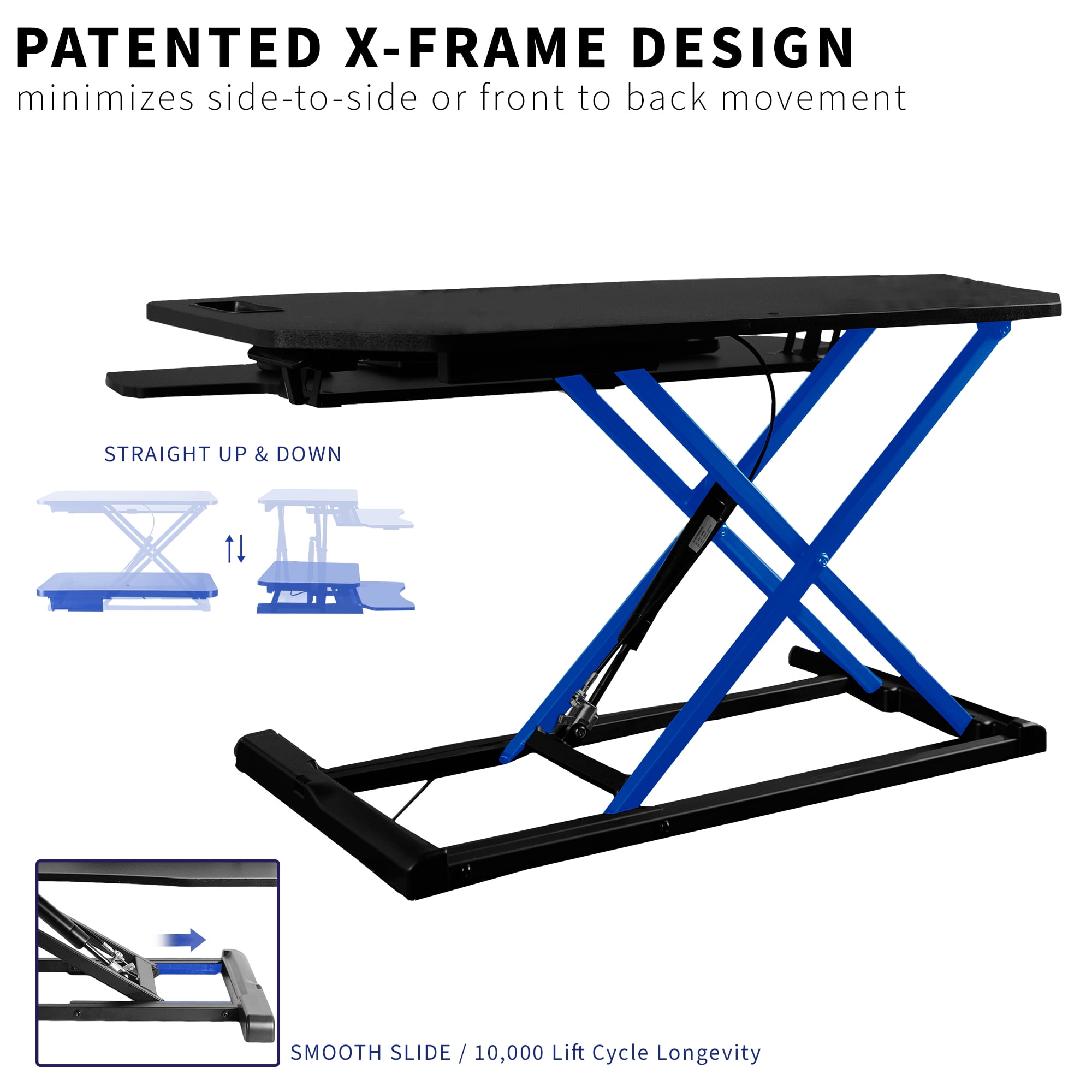 VIVO Black Height Adjustable Corner Desktop Monitor Riser 38" Sit Stand Tabletop