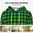 thumbnail image 4 of Picia Buffalo Plaid Green Black Pattern Casual Women's Hoodie, Hooded Sweatshirt with Kangaroo Pocket, Comfortable Pullover with Eye-catching Drawstrings-Large, 4 of 7