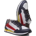thumbnail image 5 of Guess Genova Men's Lace Up Mesh Sneaker In White Navy Red Size 10.5, 5 of 6