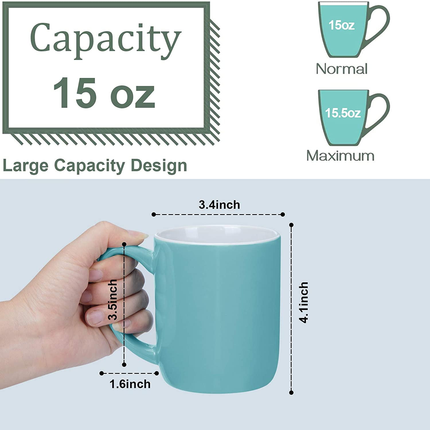 Lot De 6 Tasses à Café En Grès Noir Mat - 300 Ml - Céramique Fine, Lavable Au Lave-vaisselle - 12,5 X 10 Cm