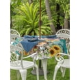 thumbnail image 3 of Outdoor Tablecloth with Umbrella Hole for Patio/Picnic/Party/Camping, Farmhouse Floral Pig Waterproof Table Cloth Round Cover Washable, Spring Sunflowers Butterfly Teal Green (Dia 54"), 3 of 9