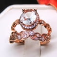 thumbnail image 4 of Amara Bridal Set Engagement Ring Wedding Band Rose Gold Plated Cubic Zirconia Ginger Lyne Collection, 4 of 5