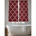 thumbnail image 5 of Deep Red Morocco Sheer Curtains 63 Inch Length 2 Panels for Living Room, Retro Farmhouse Quatrefoil Plaid Voile Kitchen Curtain Set, Luxury Privacy Drapes Window Treatment for Bedroom, 5 of 7