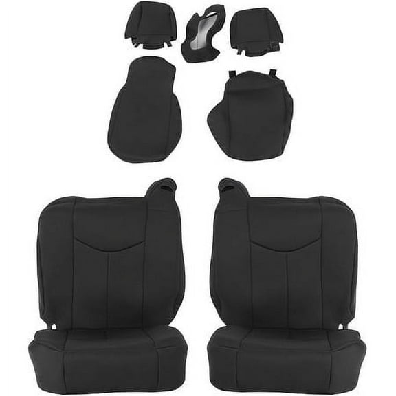 Kojem Cloth Front Seat Covers Sets Black Compatible with 1999 2000 2001 2002 2003 2004 2005 2006 Chevy Silverado 1500 Extended Cab Pickup 4-Door
