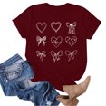 thumbnail image 5 of yueewhu Valentines Shirt for Women Romantic Love Heart Bow T-Shirts Valentine Day Lover Tee Tops (Wine, M), 5 of 6