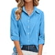 thumbnail image 3 of Camisas de Manga Larga para las Mujeres Botón de Solapa de Ajuste Suelto Delantero Blusa de Túnica de Imitación de Lino, Camisas de Manga Larga para las Mujeres Bajo Scrubs, 3 of 7