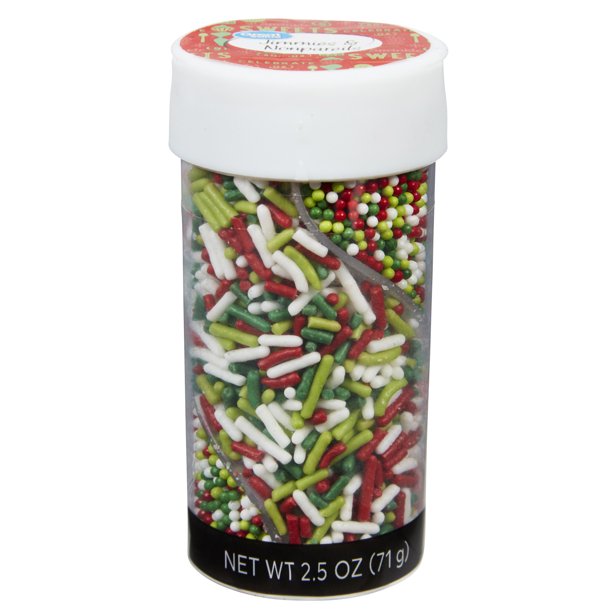 Great Value Christmas Jimmies and Nonpareils Sprinkles Twist Bottle, 2.