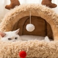 thumbnail image 6 of SCNOR Christmas Reindeer Cat Bed, Warm Plush Winter Pet Bed for Cats Up to 15 lbs, Semi-Enclosed Washable Small Dog Bed with Hanging Toy, 6 of 6