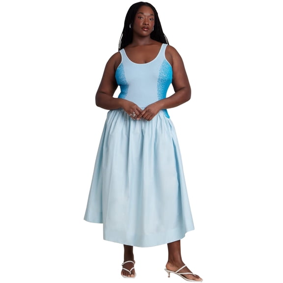 ELOQUII Women's Plus Size Flare Skirt Tank Dress
