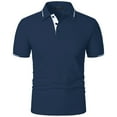 thumbnail image 3 of Men's European Pure Color Ribbed Collar Button Shirt - Casual Loose Short Sleeve Sports Top, 3 of 5