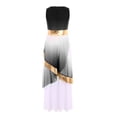 thumbnail image 4 of vastwit Kids Girls Elegant Praise Dance Dress Liturgical Worship Sleeveless Metallic Full Length Worship Robe Tunic Gown Black 14, 4 of 5