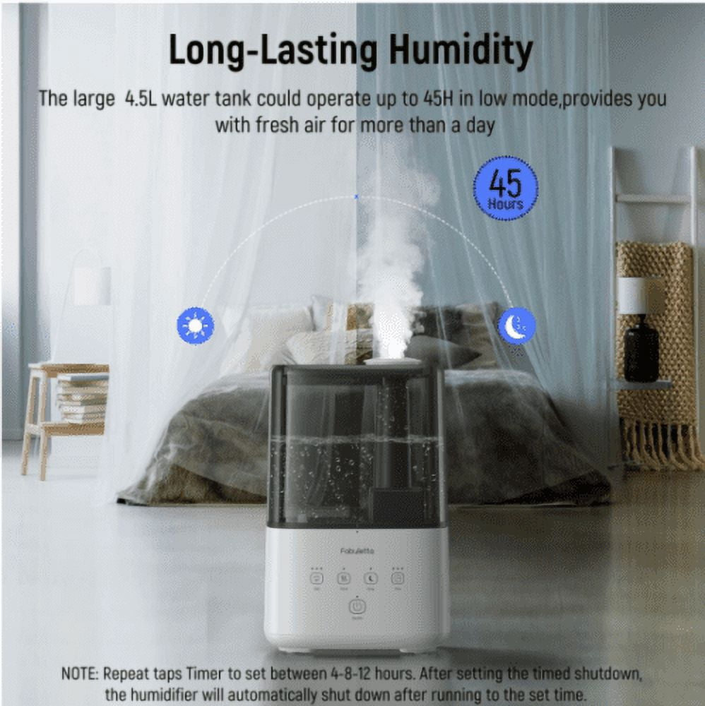 Ultrasonic Warm Cool Mist Humidifier Aromatherapy 4.5L Top Quiet Fabuletta FHM001