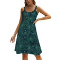 thumbnail image 1 of Arachnid Collective - Robe Verte Ample avec Poches pour Femmes Robe Décontractée Col en V Robe Imprimée Motif Araignées Arthropode Vert, 1 of 5