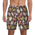 thumbnail image 3 of Uemuo Milk Tea Pattern Mens Swim Trunks Quick Dry Board Shorts with Mesh Lining, Stretch Beach Shorts Quick Dry No-Chafing Board Shorts-Large, 3 of 9
