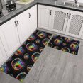 thumbnail image 2 of Colorful Headphone Black Pattern Anti Fatigue Kitchen Rugs Set Of 2, Non Slip Washable Decorative Floor Mats for Kitchen Sink Laundry, 17"x30" and 17"x47", 2 of 5