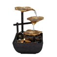 thumbnail image 1 of Fuente de mesa de 3 niveles para interiores, bomba automática con enchufe británico, dorada, 1 of 5