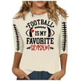 thumbnail image 1 of TINZ T-Shirt Décontracté à Manches Trois-Quarts pour Femmes, Col Rond, Imprimé Lettre Rugby, Manches Longues, Course, Couleur Unie, Hauts à Manches Longues pour Femmes, 1 of 4