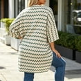 thumbnail image 4 of Cmfcve Womens Plus Size Kimono Cardigans Striped Open Front 3/4 Sleeve Shirts Lightweight Casual Cover Up Tops, 4 of 7