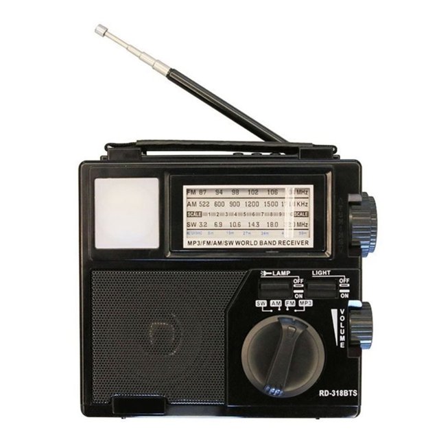 Radio Portátil de Emergencia Solar, Reproductor de Música, Linterna LED, Receptor de Radio FM, AM y SW, Cargador de Teléfono Multifunción.