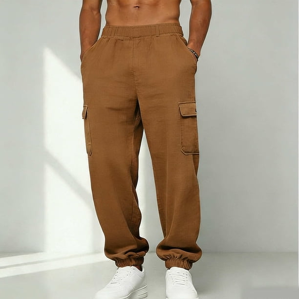 Pantalones Casuales de los Hombres Pantalones Cónicos de Color Sólido para los Hombres, Pantalones Casuales con Bolsillos Laterales para el Uso Diario