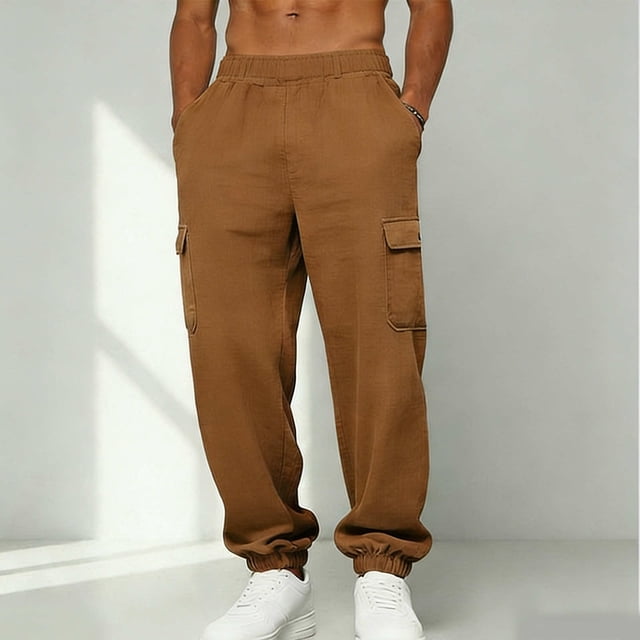 Pantalones Casuales de los Hombres Pantalones Cónicos de Color Sólido para los Hombres, Pantalones Casuales con Bolsillos Laterales para el Uso Diario