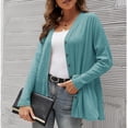 thumbnail image 1 of U.Vomade Cardigan Classique à Manches Longues Boutonné avec Fente Plissée pour Femmes, 1 of 4