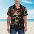 thumbnail image 2 of Balery Classical Rose Crown Skull Camisas hawaianas de manga corta para hombre, camisas playeras de corte holgado, camisas de vacaciones con botones,XX-Large, 2 of 7