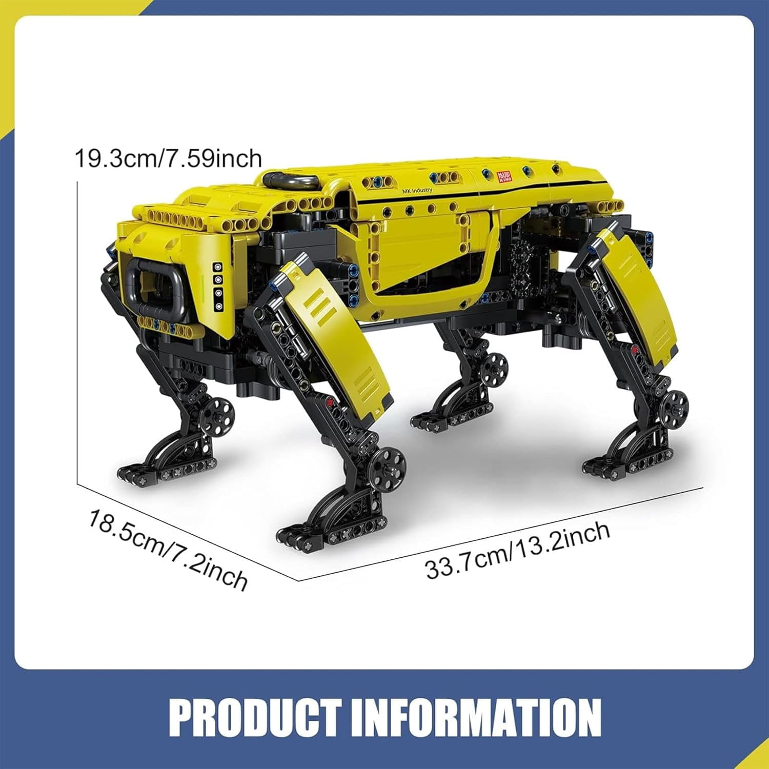 Robot Dog Building Kit, 936PCS Yellow APP RC Programmable STEM Toy, Robot Toys,Power Module & Educational Model