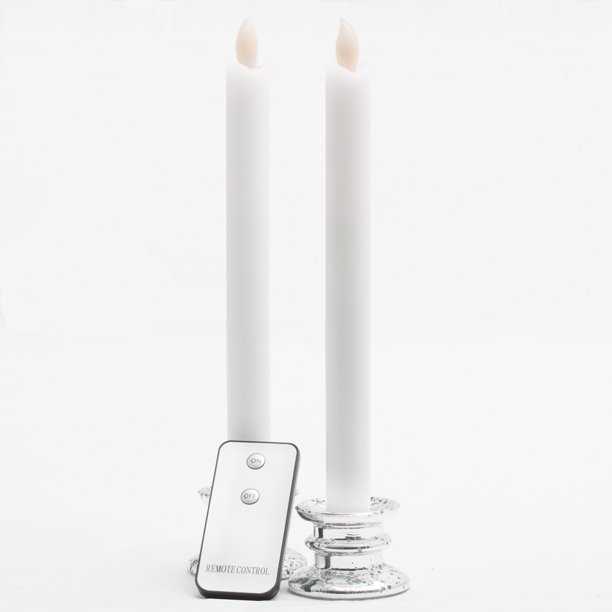 richland LED Taper Candles White 9.75" Remote Control Set of 12